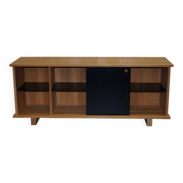 Buffet Ralph Lauren with polished slate stone and rosewood shelves.