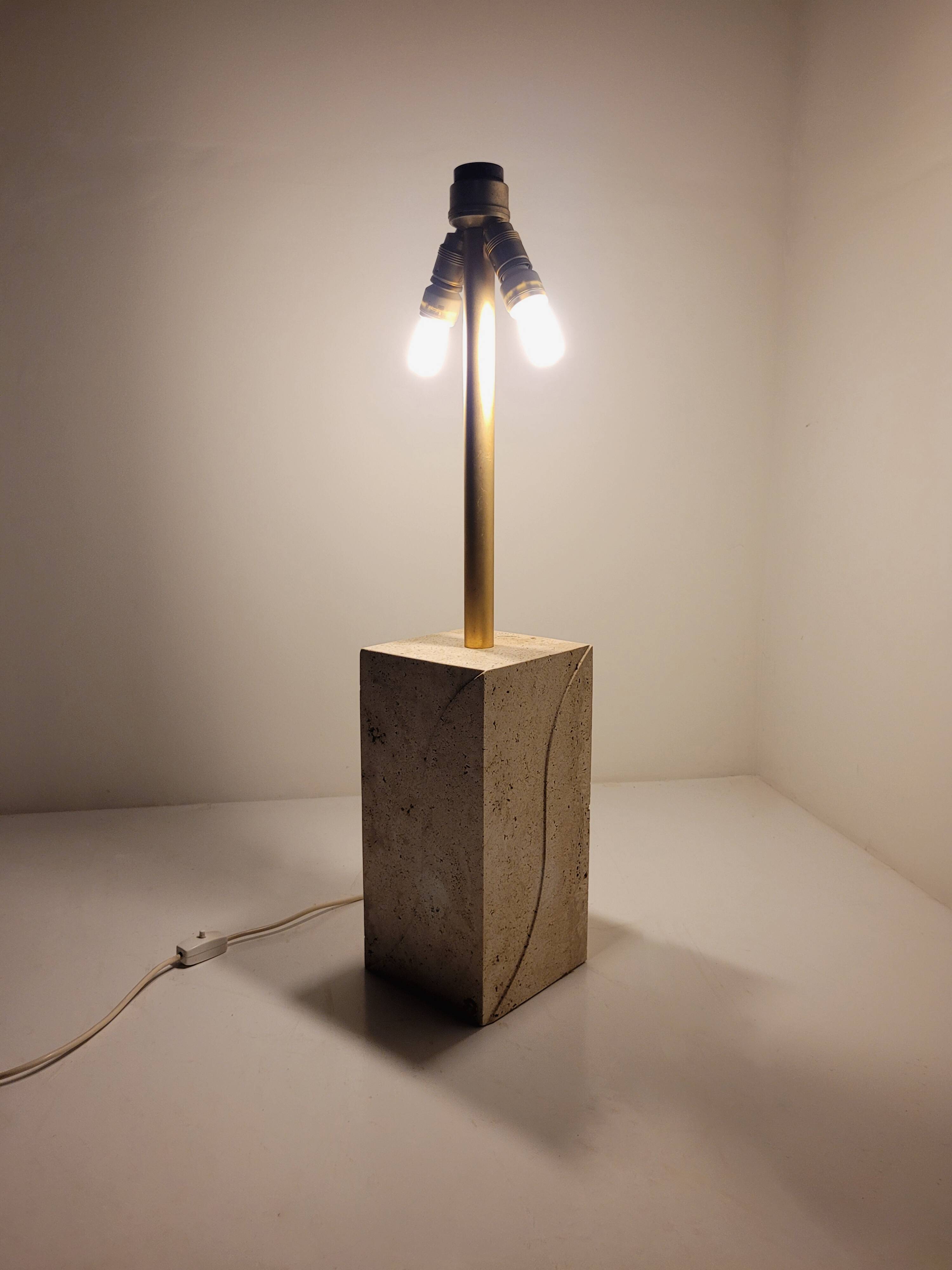 Travertine lamp by Peter Draenert, Germany 1970s