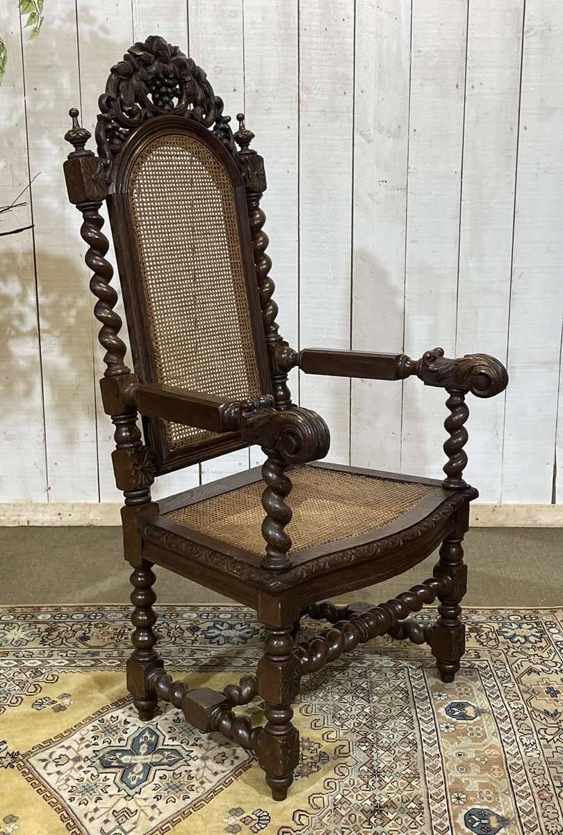 Louis XIII style armchair in oak - early 20th century