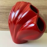 Atypical Red Shell Soliflore Vase Solid Cast Aluminum Art Decor