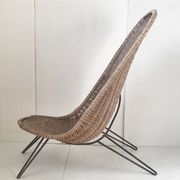 Fauteuil en rotin vintage 1950