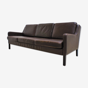 Scandinavian chocolate leather sofa