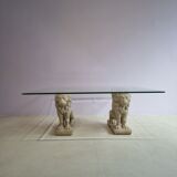 Lion stone pillar coffee table