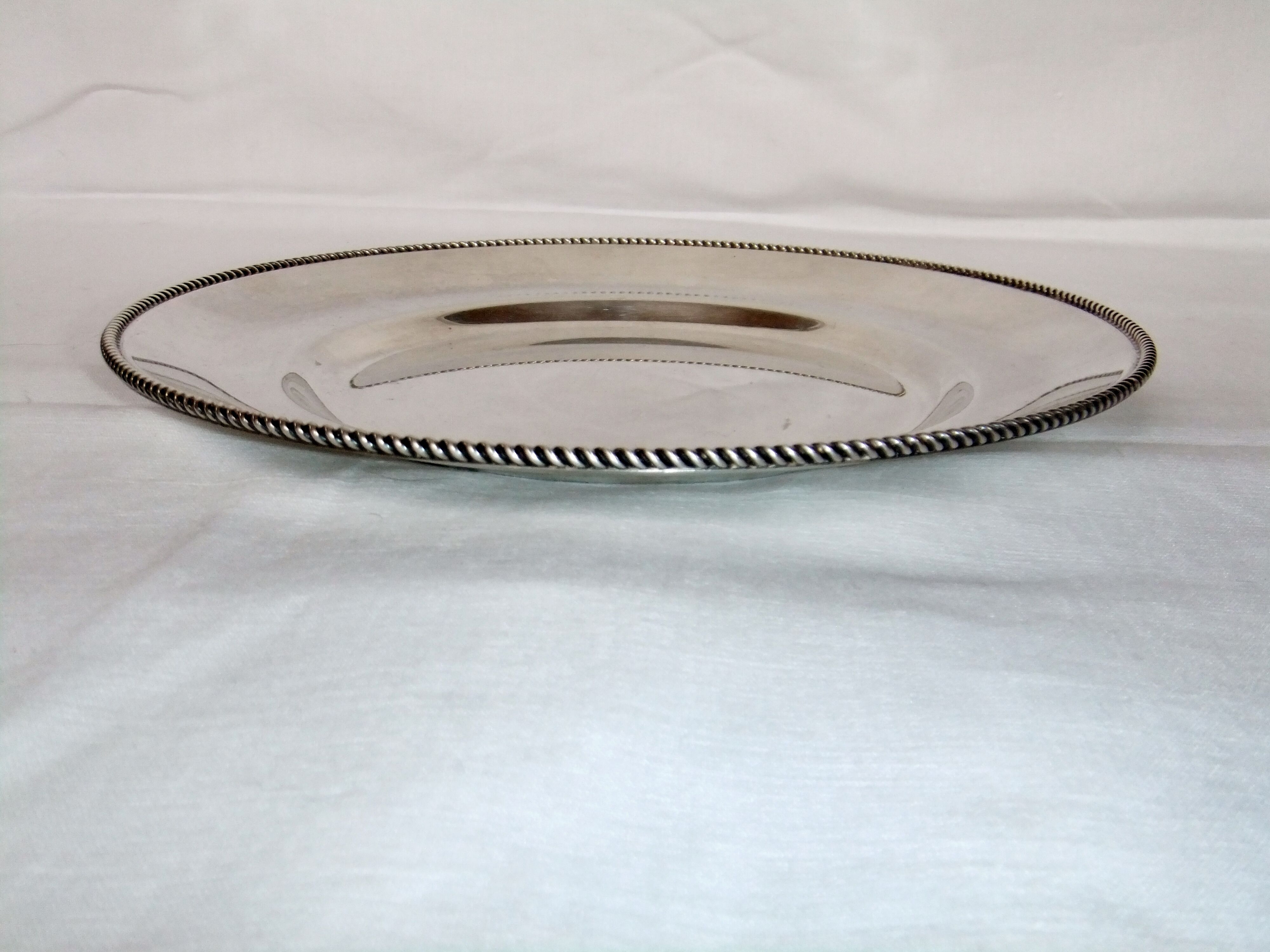 Round table service table tray Silver metal punch WMF