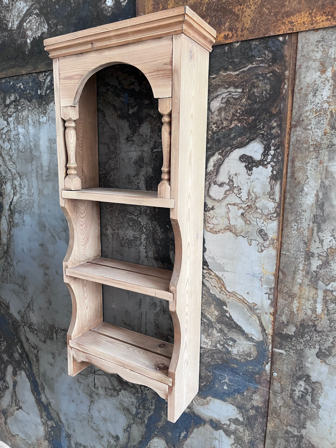 Old shelf in raw wood