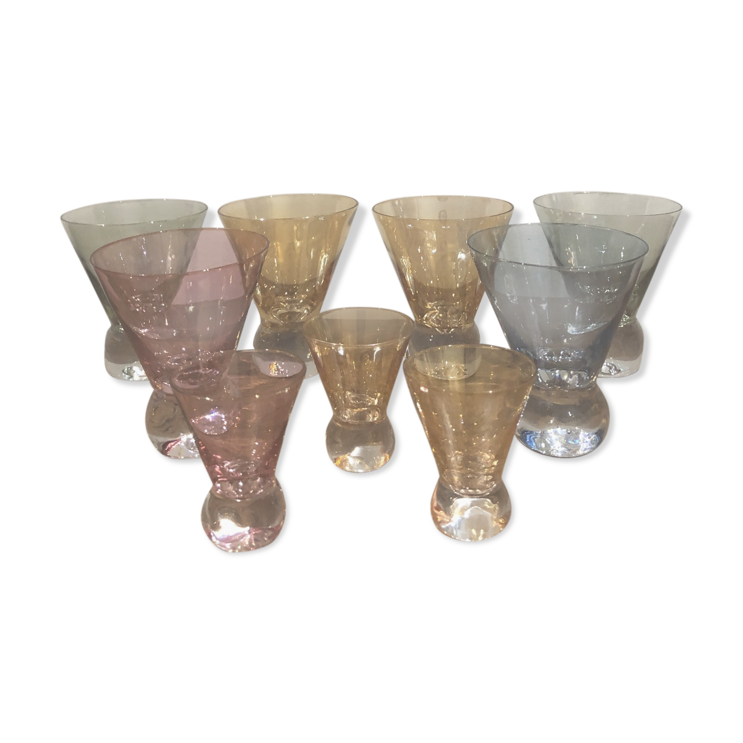 Lot of iridescent glasses from the 1950s