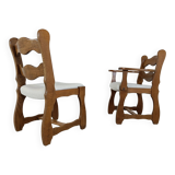 Vintage brutalist dining chairs, set of 8 - 1960s