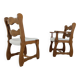 Vintage brutalist dining chairs, set of 8 - 1960s