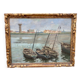 Painting signed henry roose - marine oil hunting basin blankenberge belgium