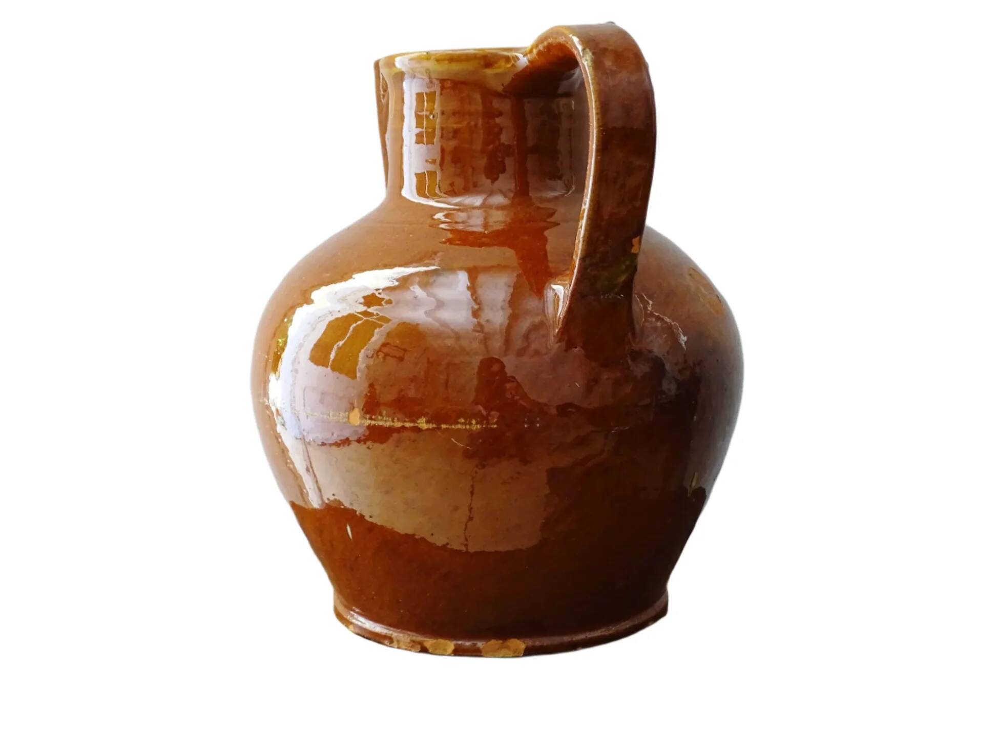 Orjol ancien français à glaçure orange foncé, provenant du Languedoc