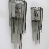Pair of Carlo Nason Chiseled Murano Glass Cascade Sconces for Mazzega, 1960