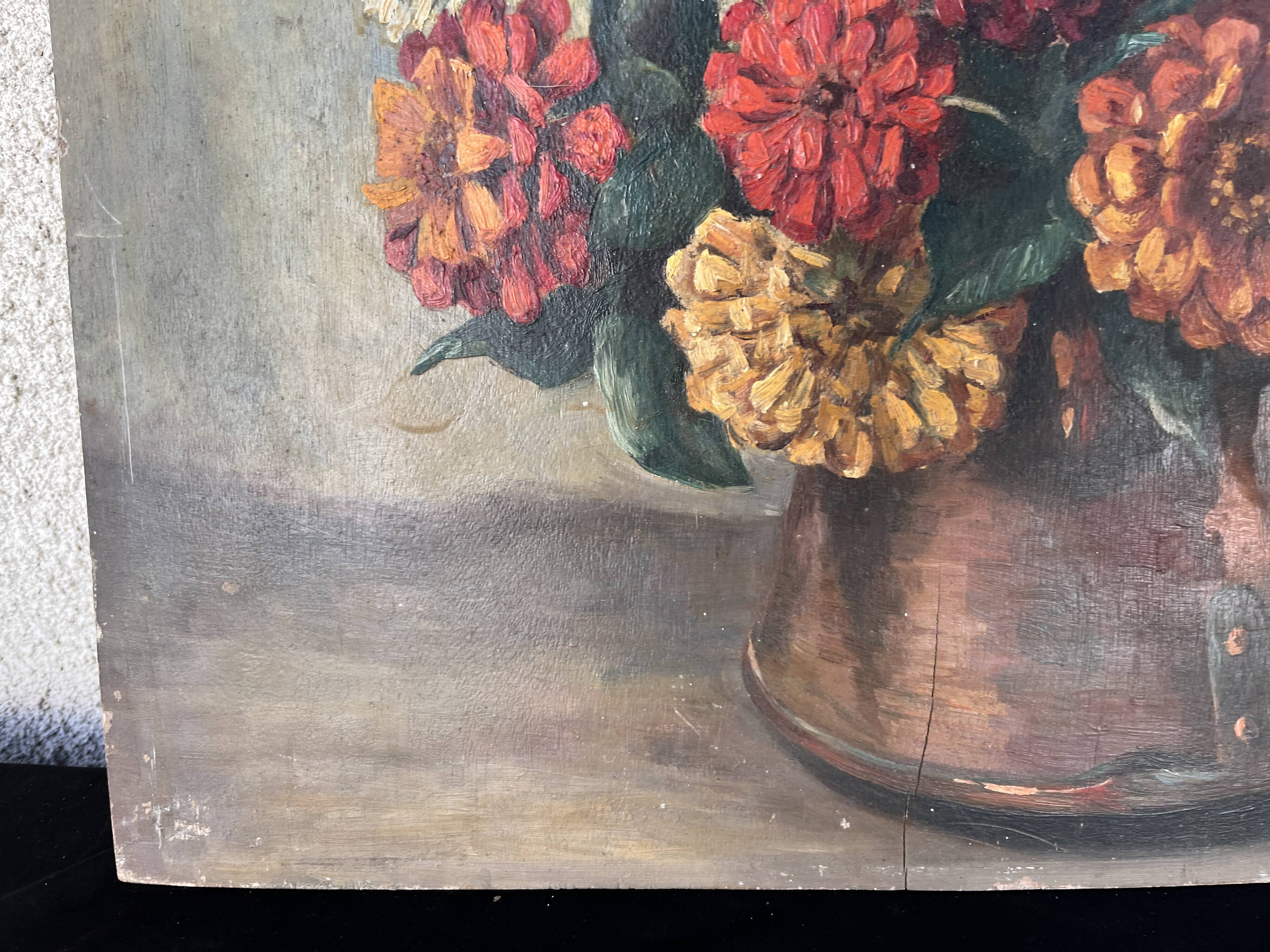 Still Life painting on panel signed 50 x 39