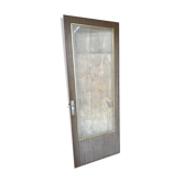 Porte ancienne art déco vitre gravée décor floral châssis bois vintage