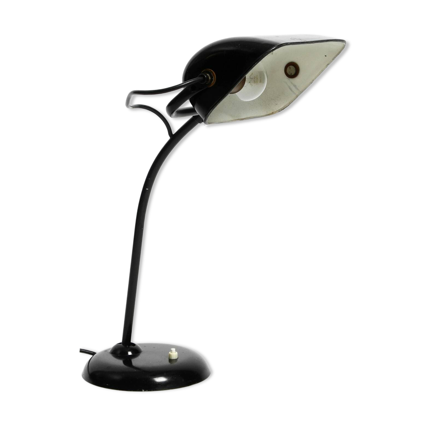 Original 1940s Kaiser Idell industrial metal table lamp model 6581 in black