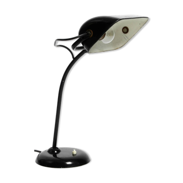 Original 1940s Kaiser Idell industrial metal table lamp model 6581 in black