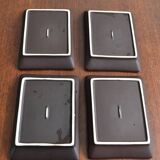 4 rectangular enameled ceramic cups