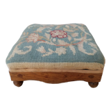 Small antique footrest stool lined canvas