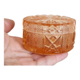 Pink tinted molded crystal powder box