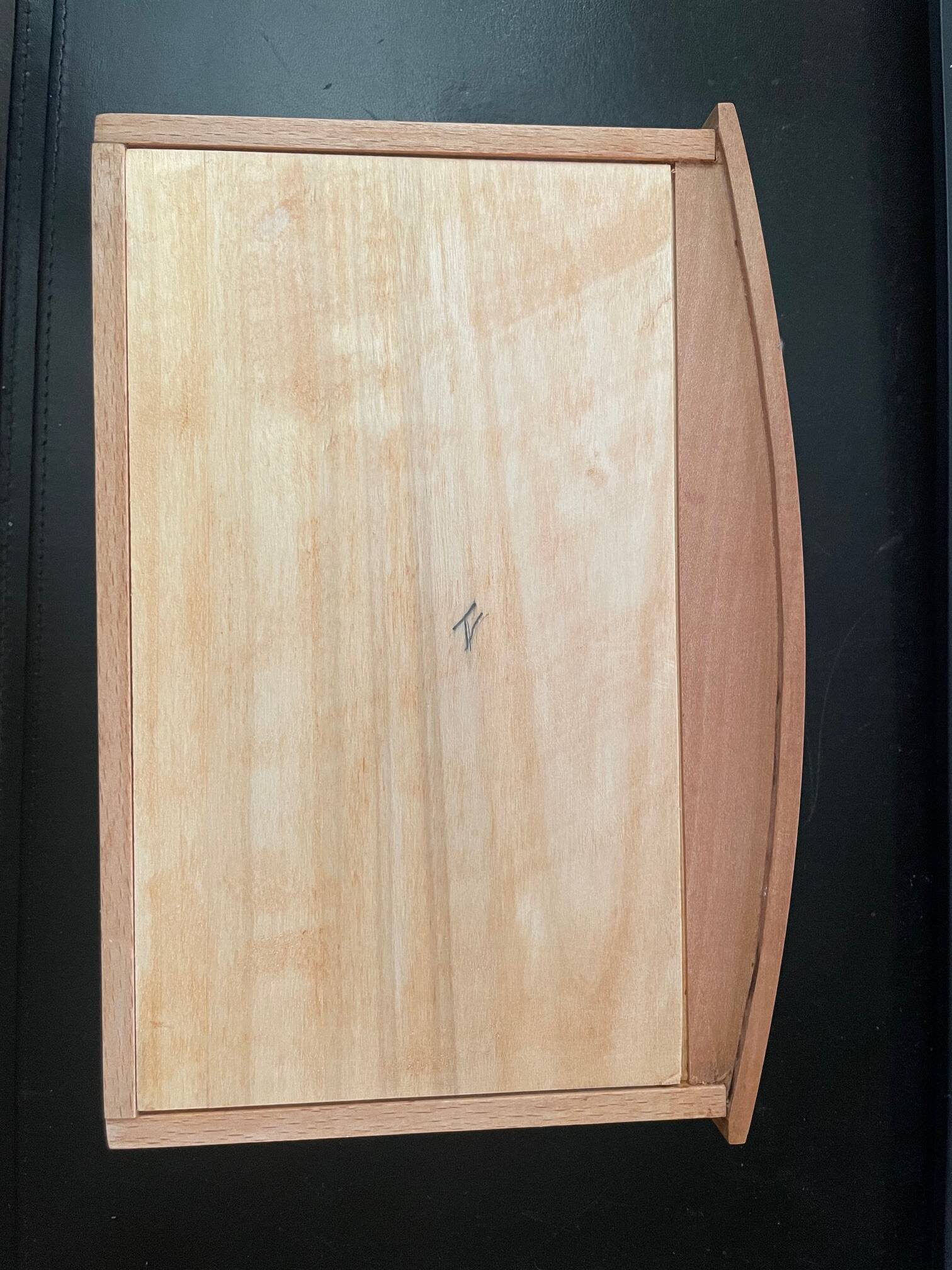 Doll's chest of drawers in blond wood with brass handles