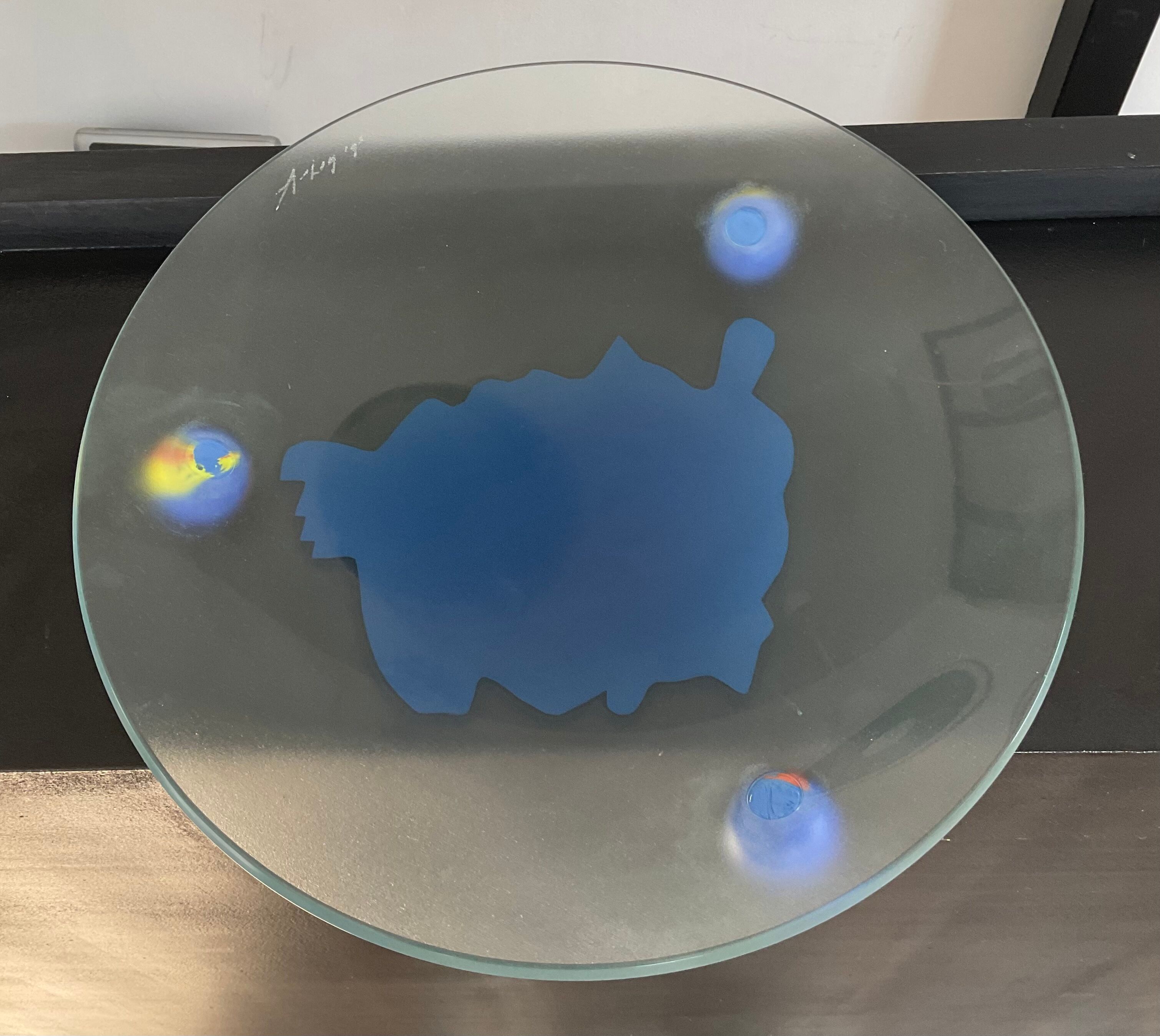 Empty vintage pocket in frosted glass signed