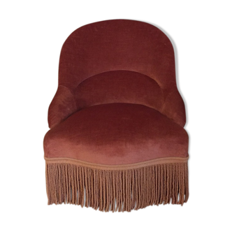 Fauteuil en velours rose