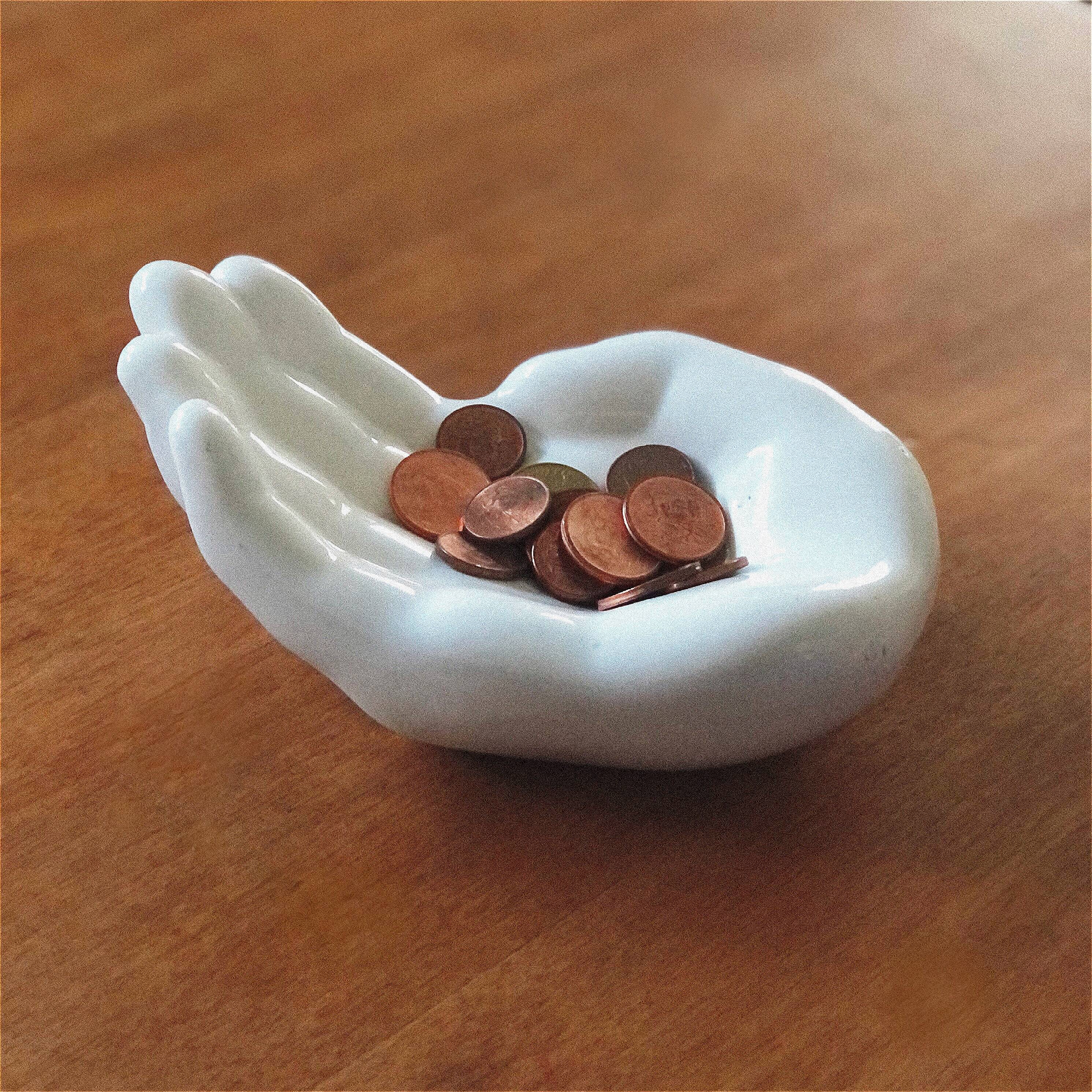 Empty white hand pocket