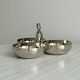 Silver stainless steel three-part serving platter