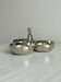 Silver stainless steel three-part serving platter