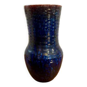 Navy blue vase signed Accolay