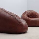 Pangolin leather sofa and armchair by Egg Designs