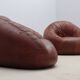 Canapé et fauteuil en cuir Pangolin par Egg Designs