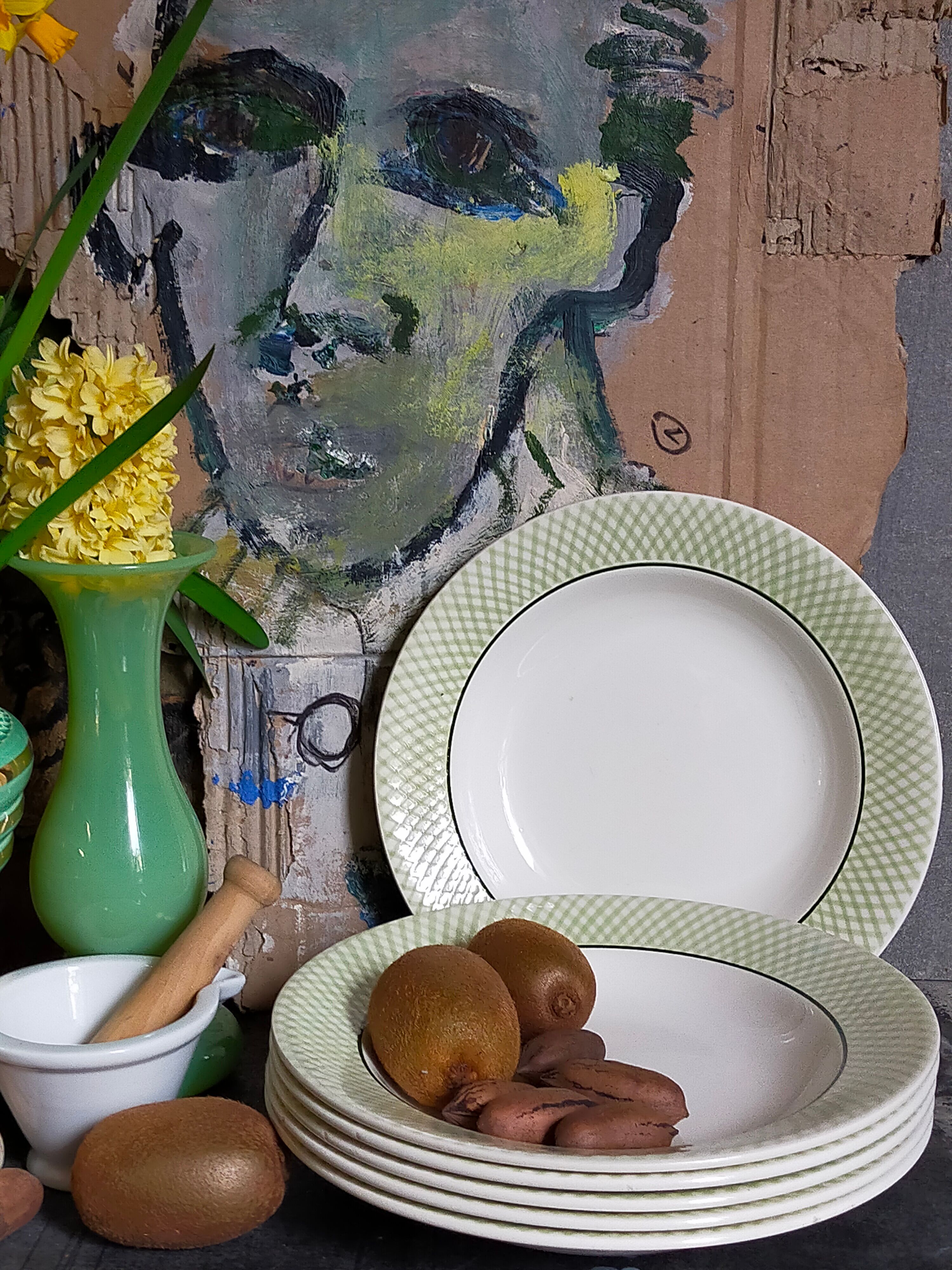 Six assiettes faïence de salins service "iseran" années 50