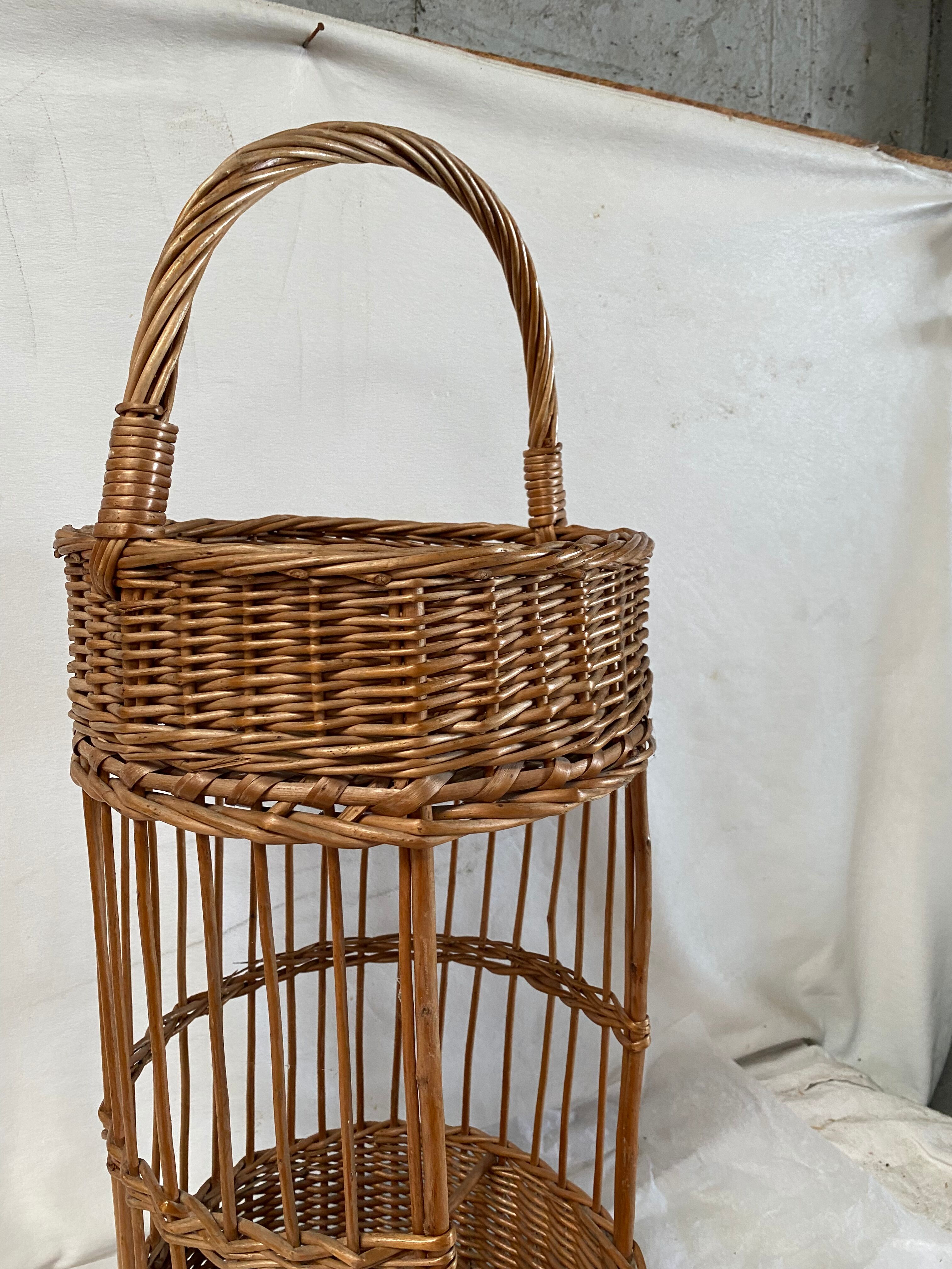 Vintage rattan bar basket