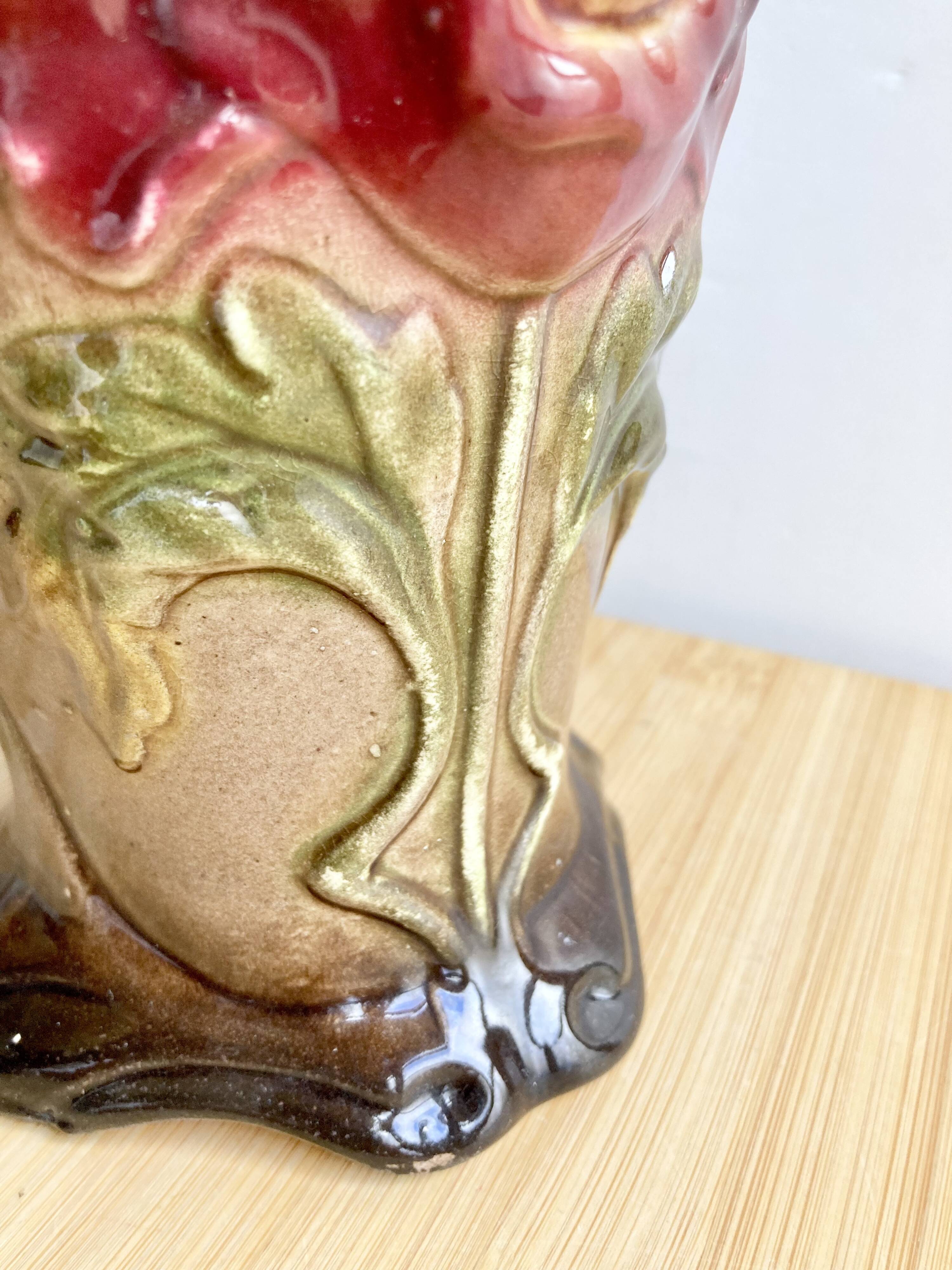 Large Art Nouveau Barbotine vase from Saint-Amand