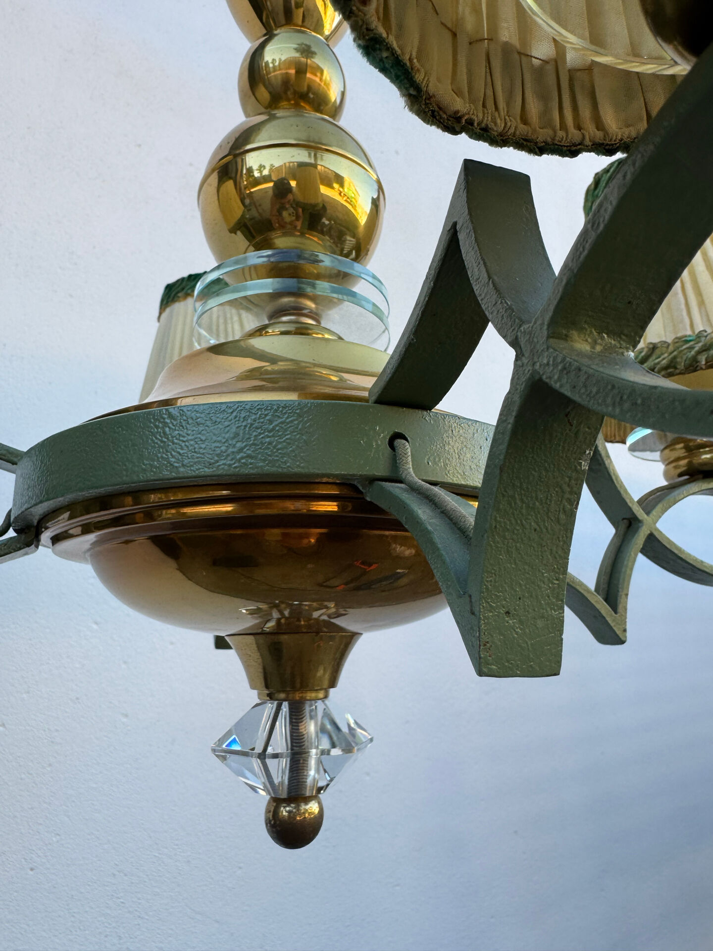 Art Deco brass and glass chandelier