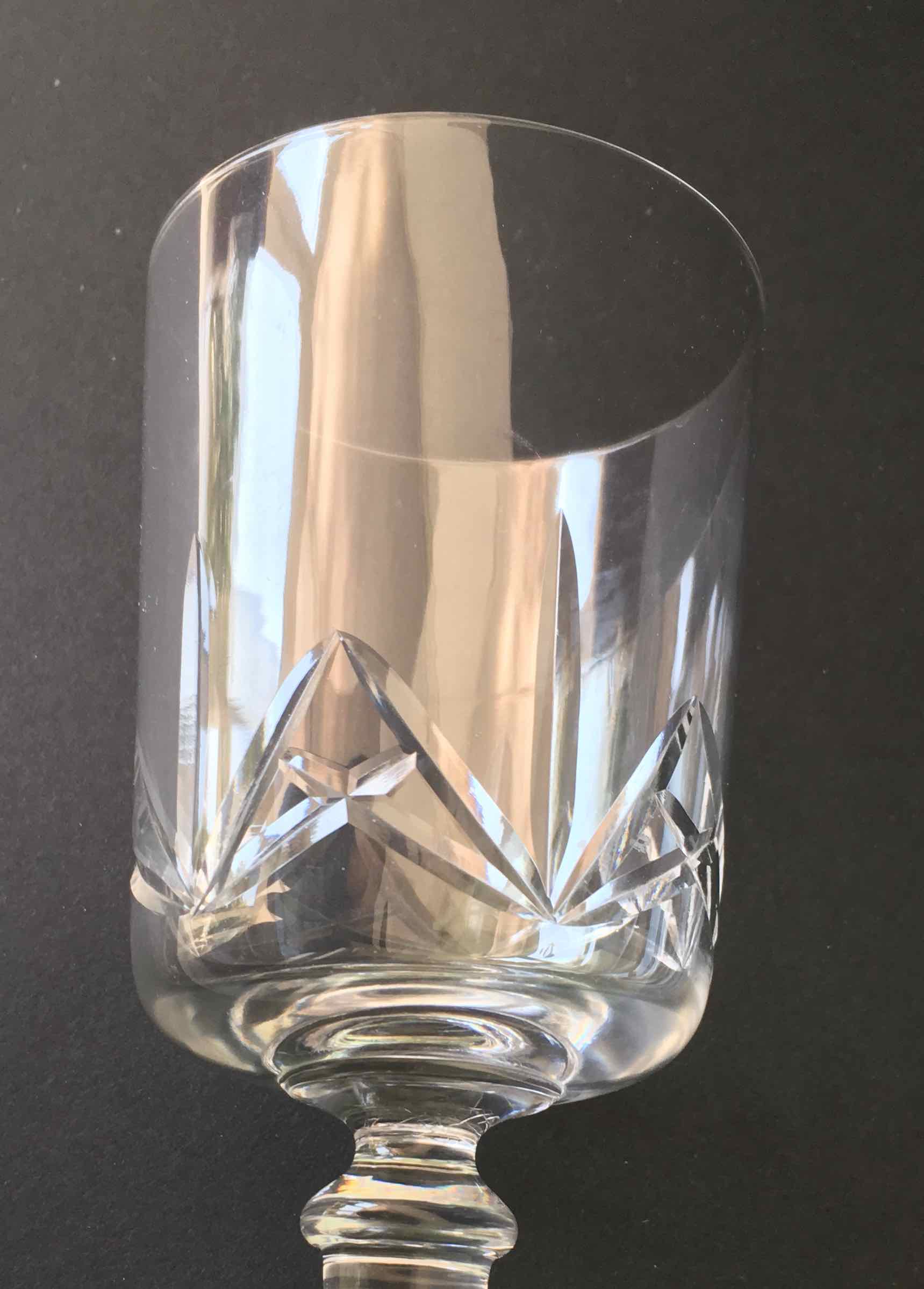 Set 6 cut crystal wine glasses