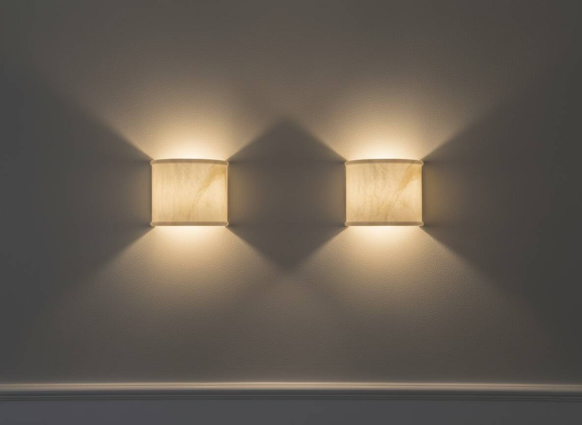 Paire d'appliques murales minimalistes en albâtre, design géométrique, années 1970