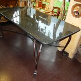 Wrought iron table and granite marble tray