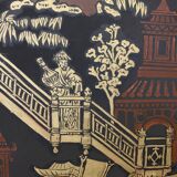 Screen with Japanese decor and black lacquer