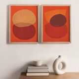 Duo of abstract paintings 30x40cm signed Eawy