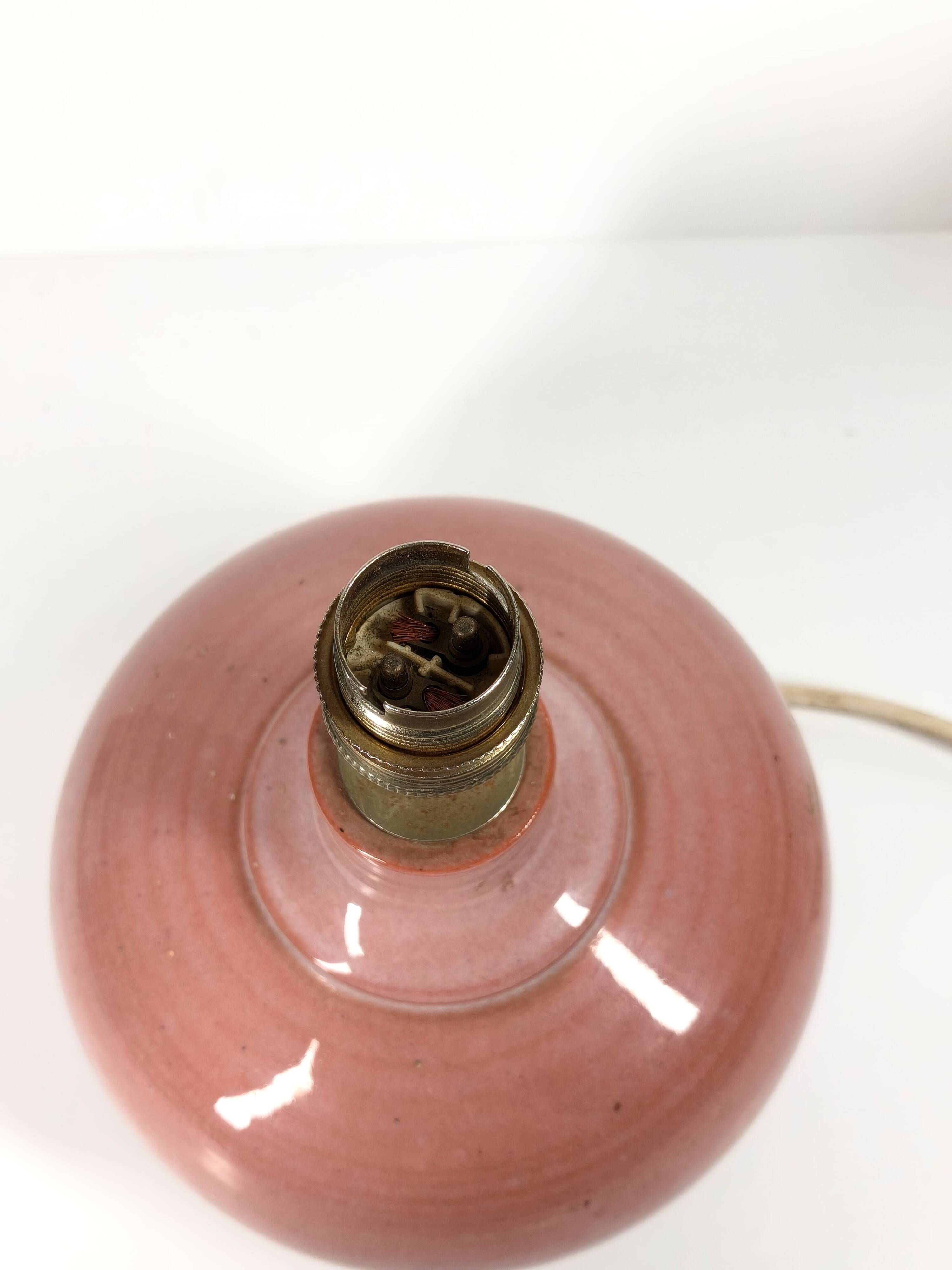 Lampe en céramique émaillée rose poudré