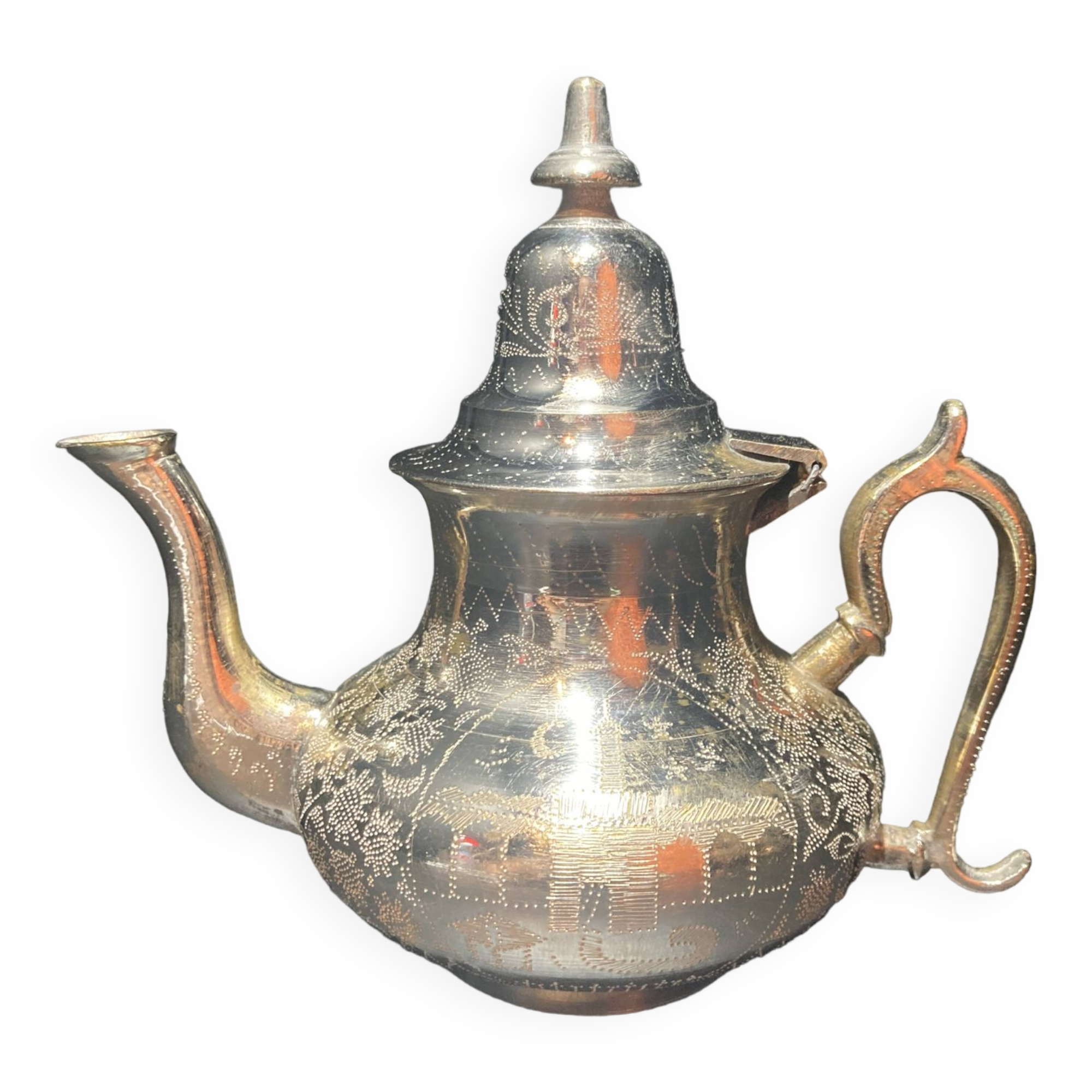 Silver metal teapot