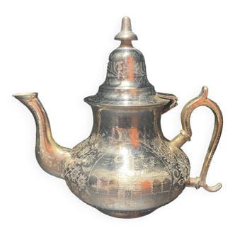 Silver metal teapot