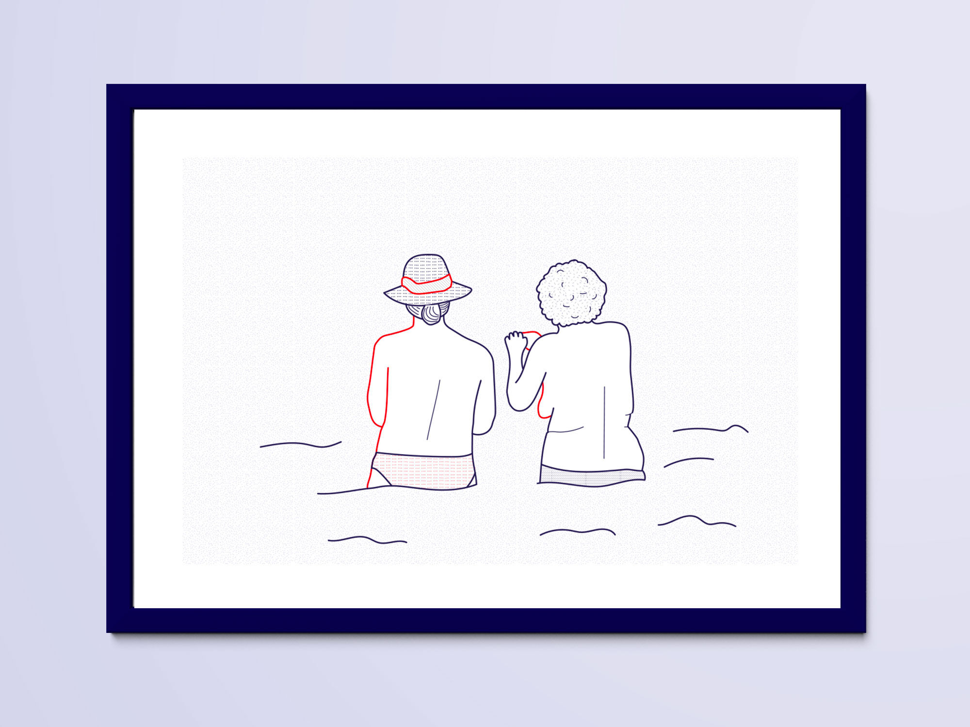 Illustration A4 naiade no. 7/8 bretagne baigneuse mer