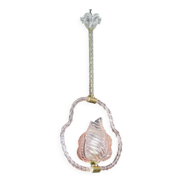 Élégante suspension Art Déco Barovier e Toso en verre de Murano, années 1940.