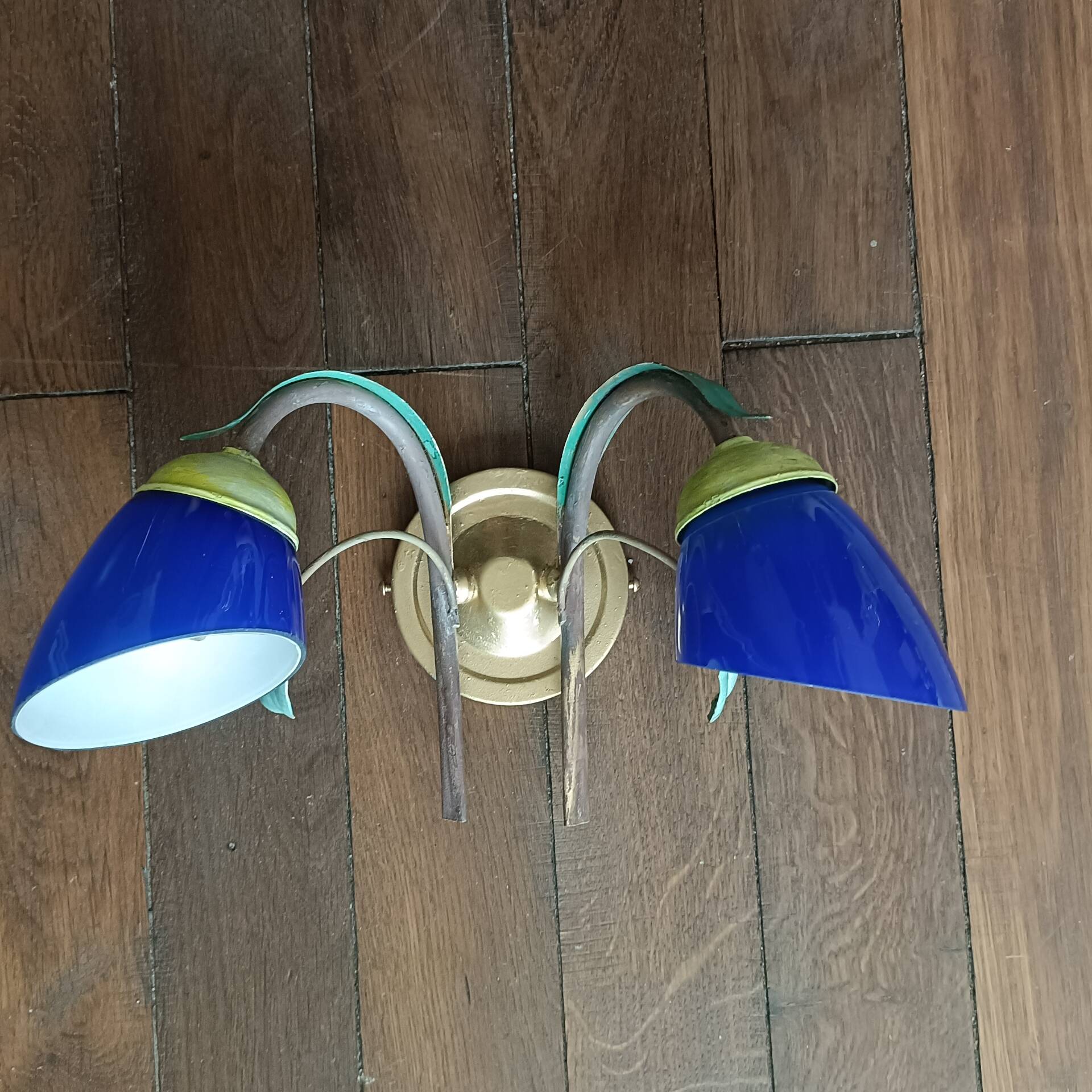 Colourful vintage two-arm wall light