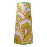 Large conical lampshade, recently made with vintage fabric.