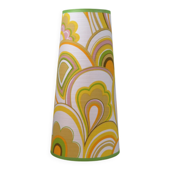 Large conical lampshade, recently made with vintage fabric.
