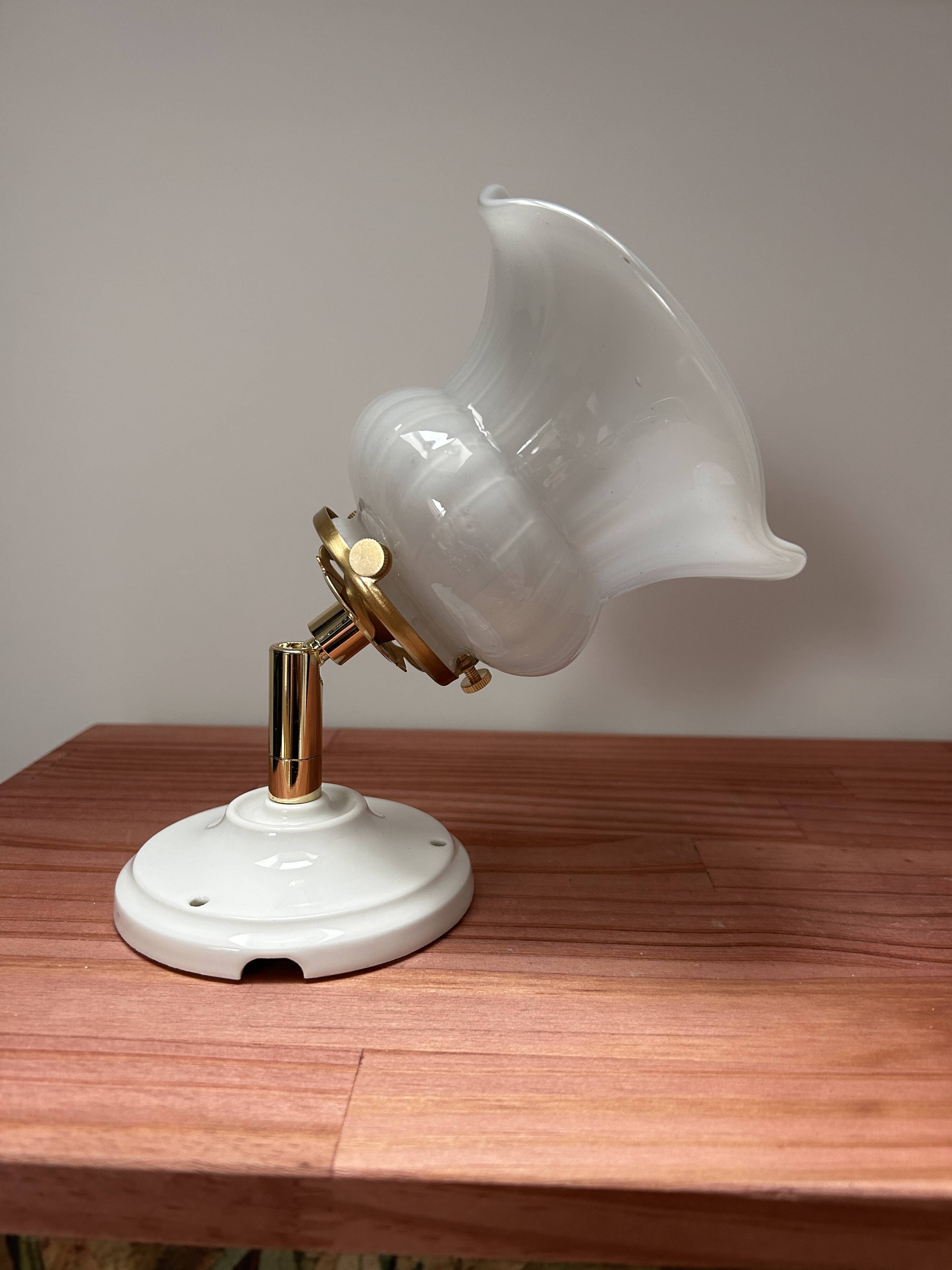 Vintage glass and ceramic tilting wall light
