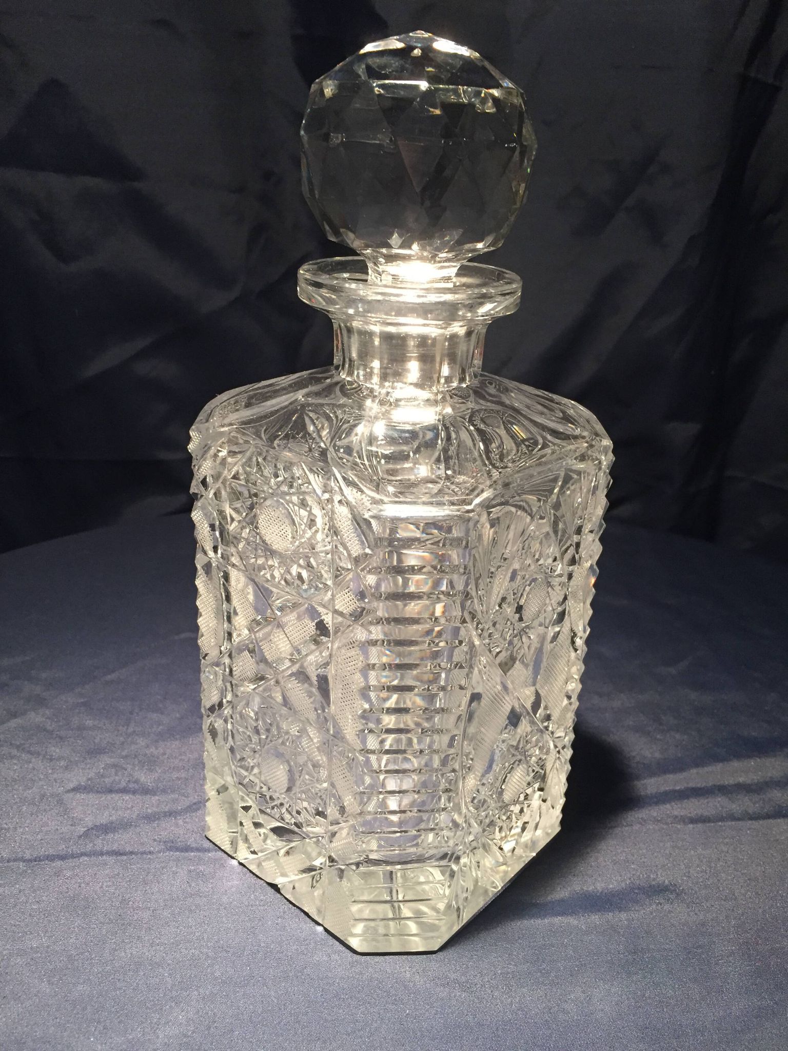 Whiskey carafe in bohemian crystal table art at the time of the digestive